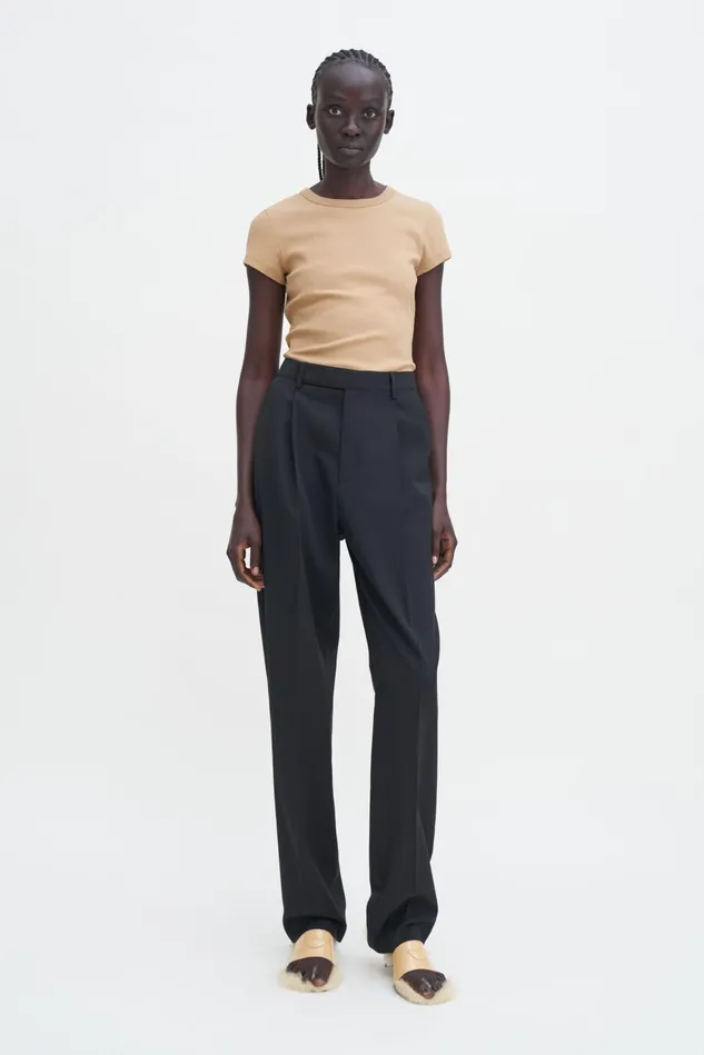 Women Fine Rib Tee Sand Beige Filippa K Tops