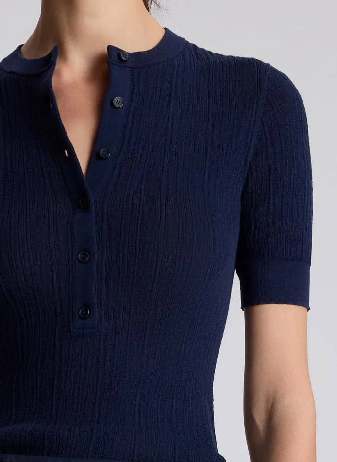 Women Fisher Fine Cotton Knit Top Navy ALC Knitwear