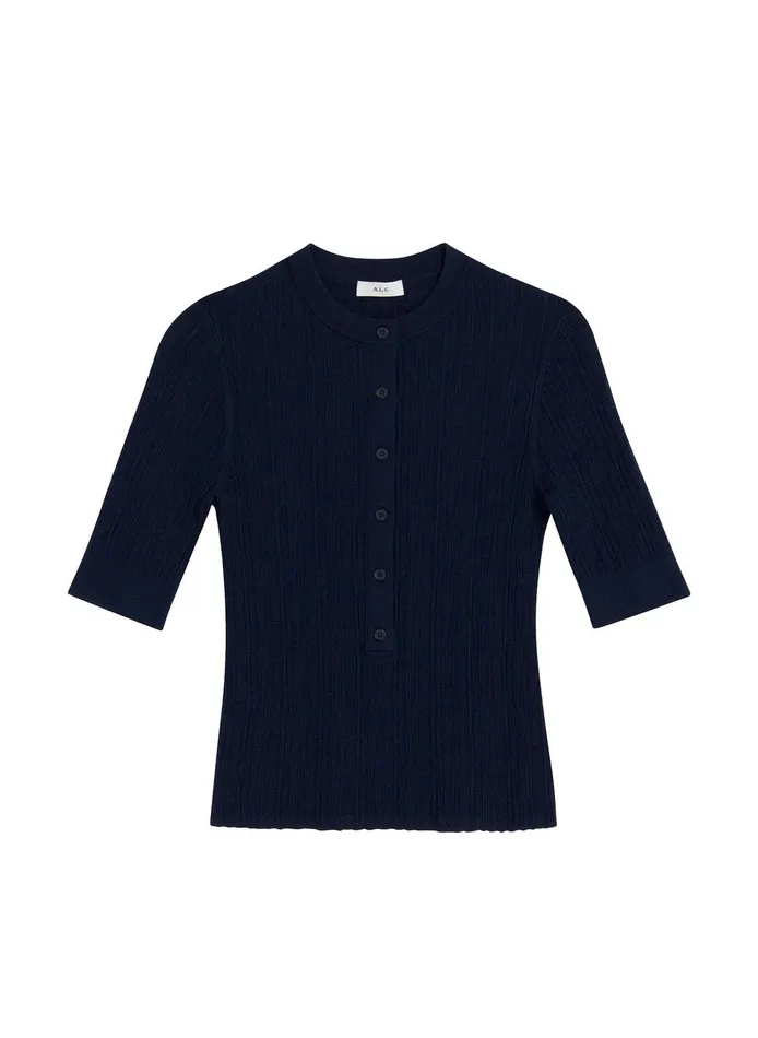 Women Fisher Fine Cotton Knit Top Navy ALC Knitwear