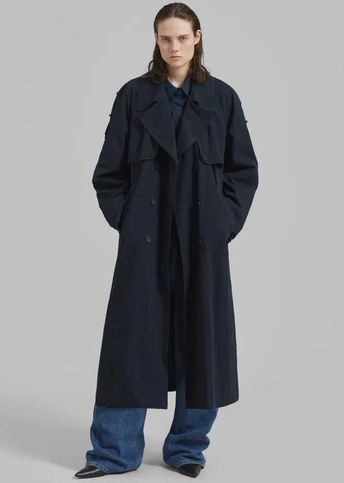 Women Fitz Trench Coat 8211 Navy The Frankie Shop Outerwear
