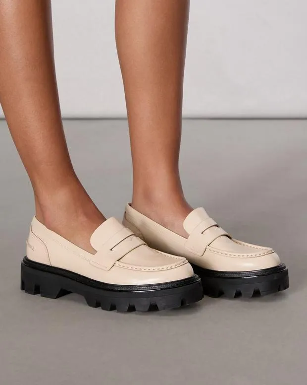 Women Flats Rag and Bone Quinn Leather Loafer Greige