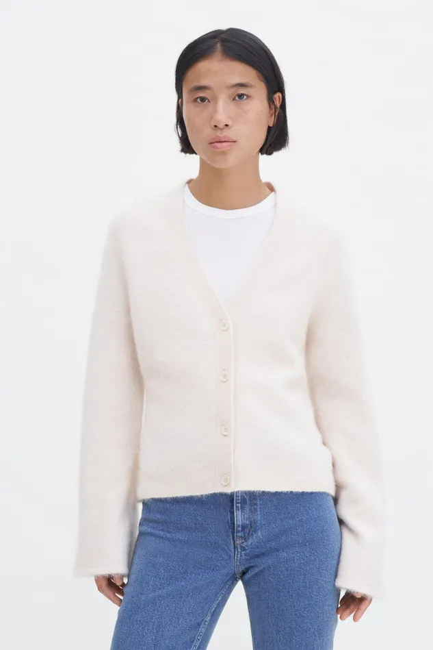Women Fluffy Cardigan Canvas Beige Filippa K Knitwear
