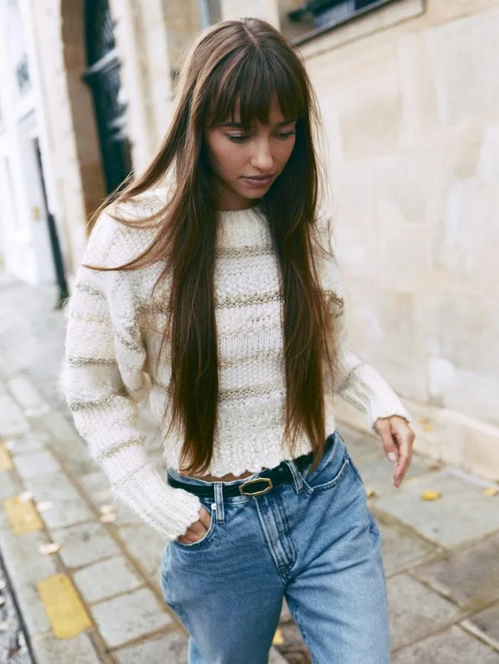 Women FRAME Sweaters Textured Stripe Sweater