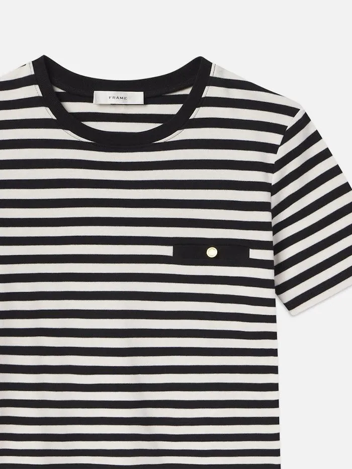 Women FRAME Tanks and Tees Striped Pocket Tee