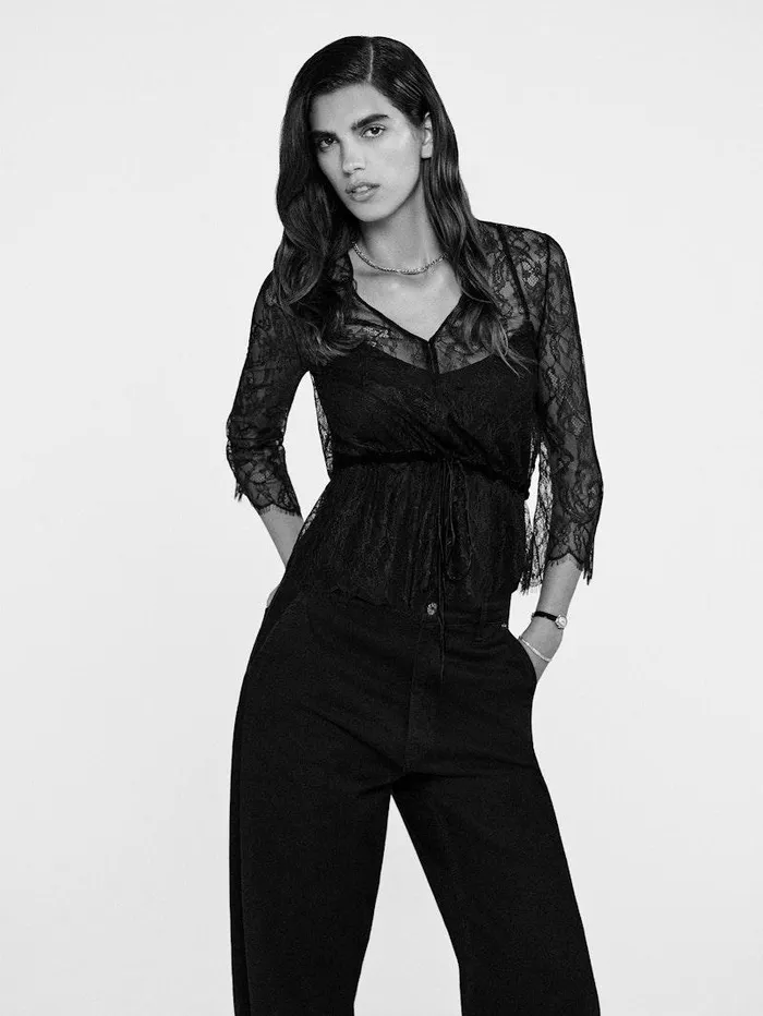 Women FRAME Tops and Blouses Lace VNeck Blouse Women FRAME Tops and Blouses Lace VNeck Blouse