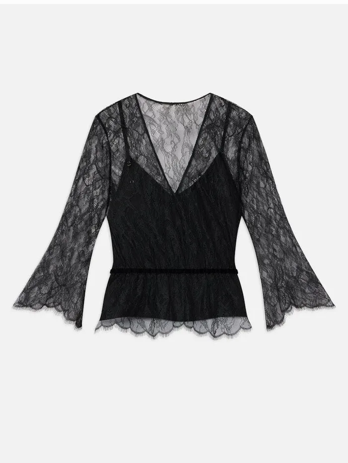 Women FRAME Tops and Blouses Lace VNeck Blouse Women FRAME Tops and Blouses Lace VNeck Blouse