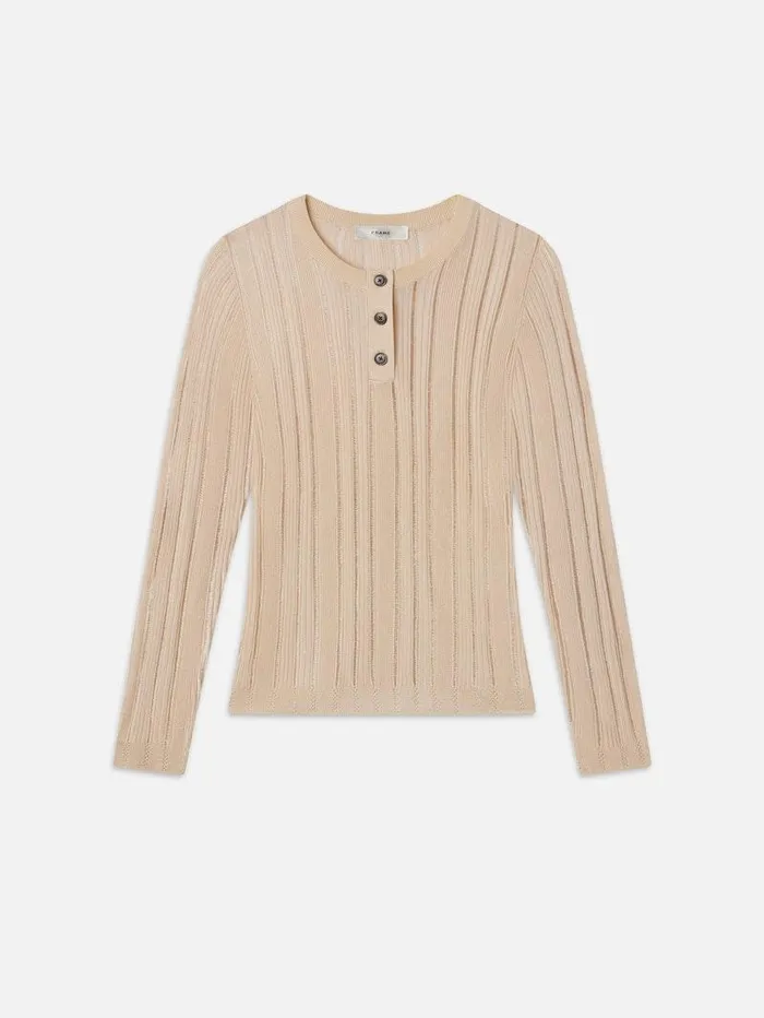Women FRAME Tops and Blouses Laddered Rib Henley