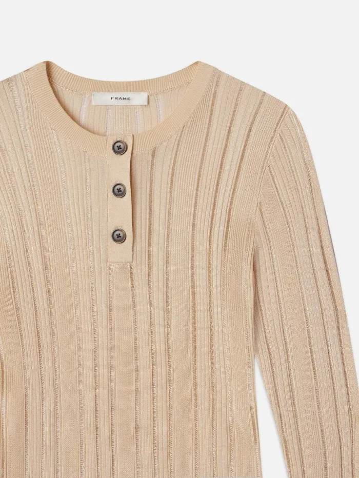 Women FRAME Tops and Blouses Laddered Rib Henley