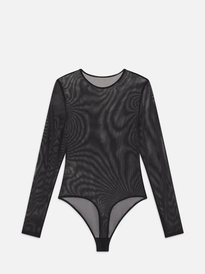Women FRAME Tops and Blouses Stretch Mesh Bodysuit Women FRAME Tops and Blouses Stretch Mesh Bodysuit