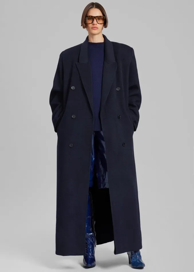 Women Gaia Double Breasted Coat 8211 Navy The Frankie Shop Outerwear