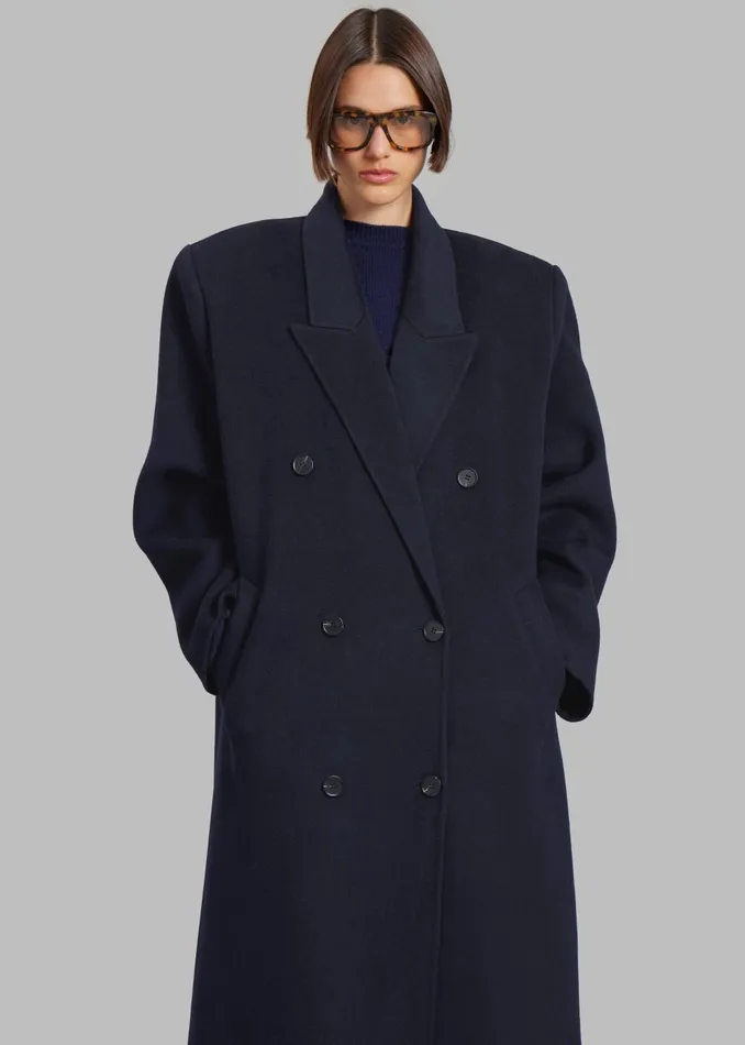 Women Gaia Double Breasted Coat 8211 Navy The Frankie Shop Outerwear