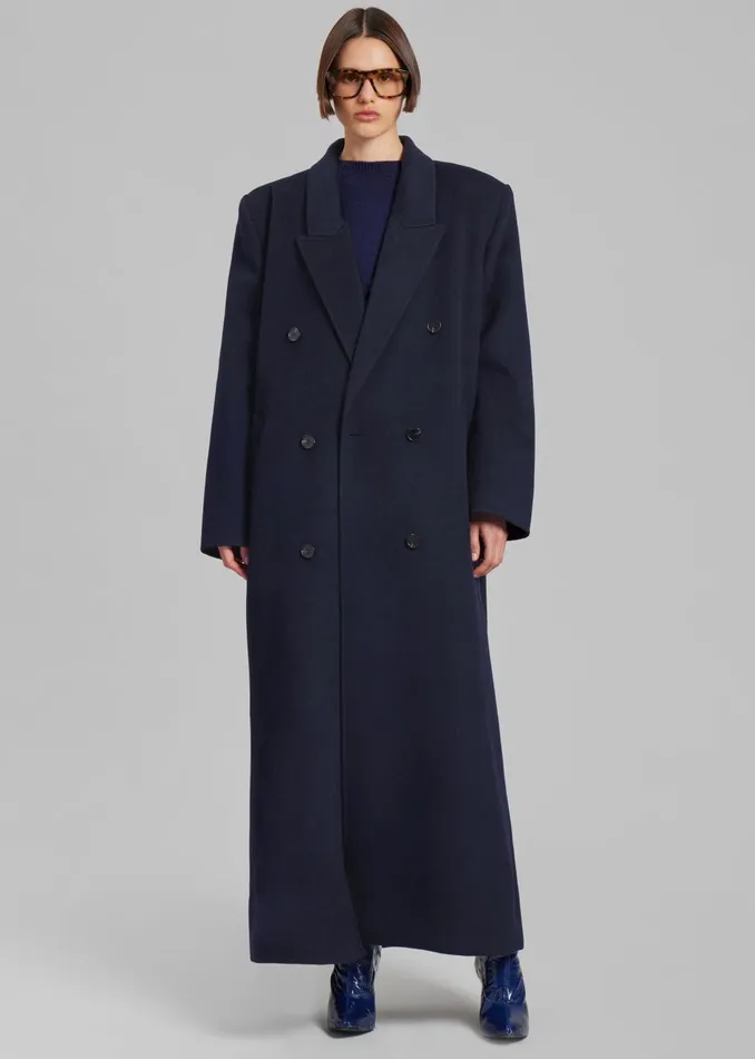 Women Gaia Double Breasted Coat 8211 Navy The Frankie Shop Outerwear