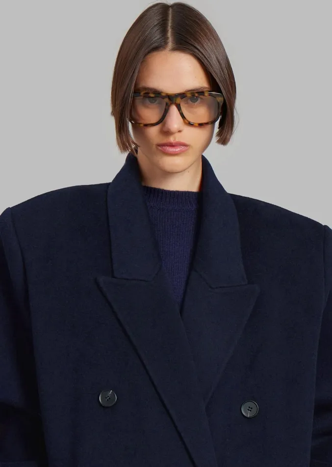 Women Gaia Double Breasted Coat 8211 Navy The Frankie Shop Outerwear