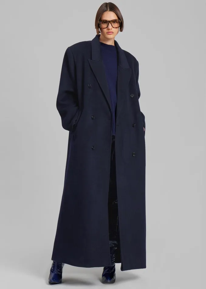 Women Gaia Double Breasted Coat 8211 Navy The Frankie Shop Outerwear