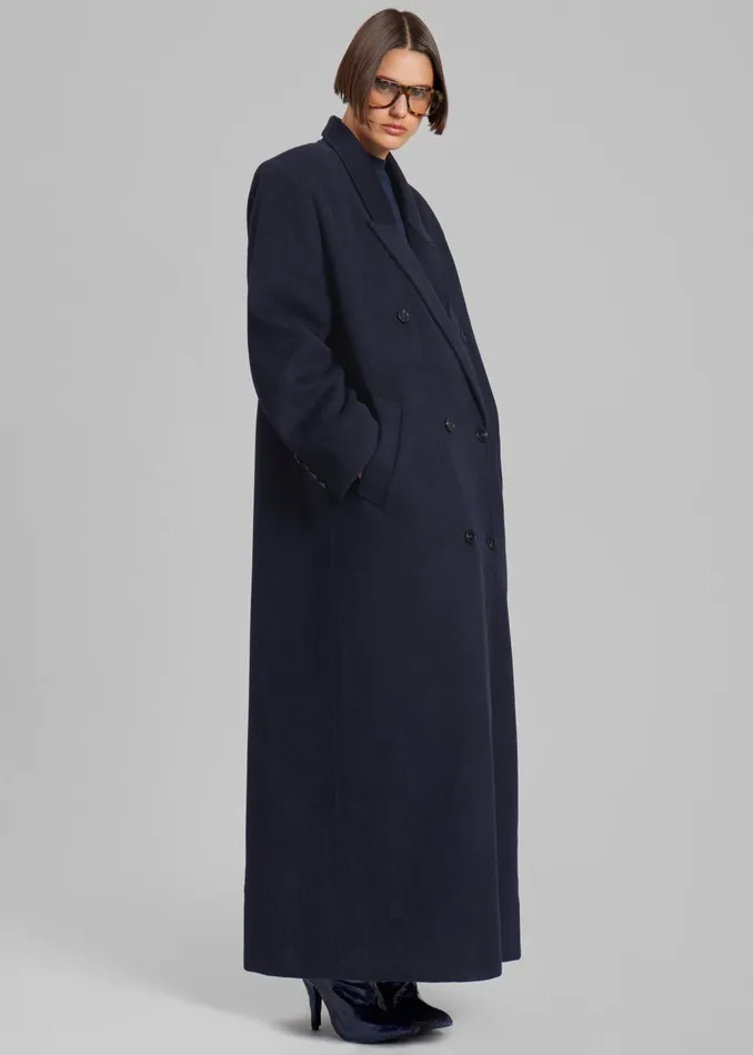 Women Gaia Double Breasted Coat 8211 Navy The Frankie Shop Outerwear
