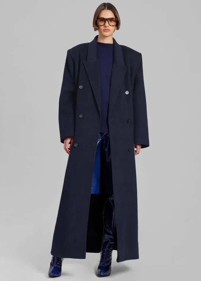 Women Gaia Double Breasted Coat 8211 Navy The Frankie Shop Outerwear