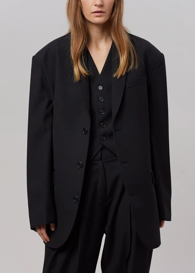 Women Gelso Oversized Blazer 8211 Black The Frankie Shop Outerwear
