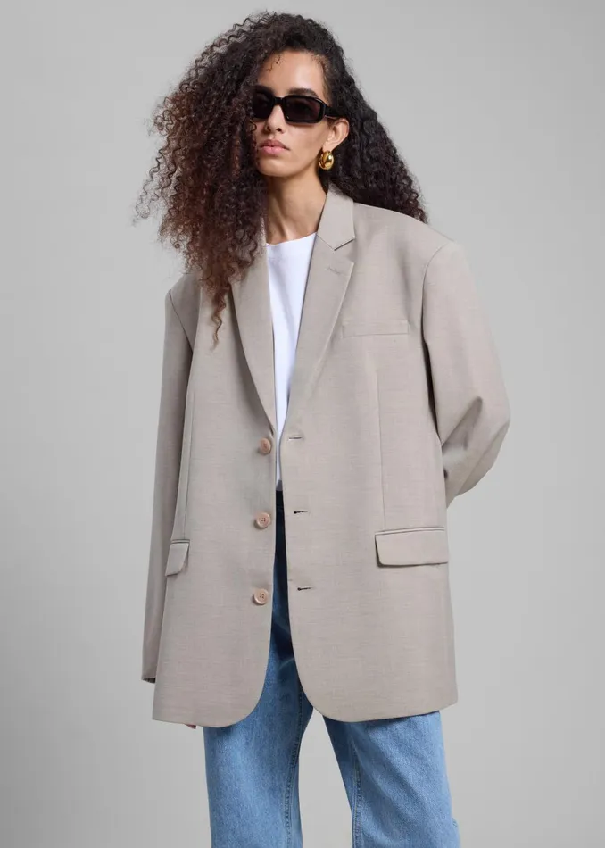 Women Gelso Oversized Blazer 8211 Light Taupe Melange The Frankie Shop Outerwear