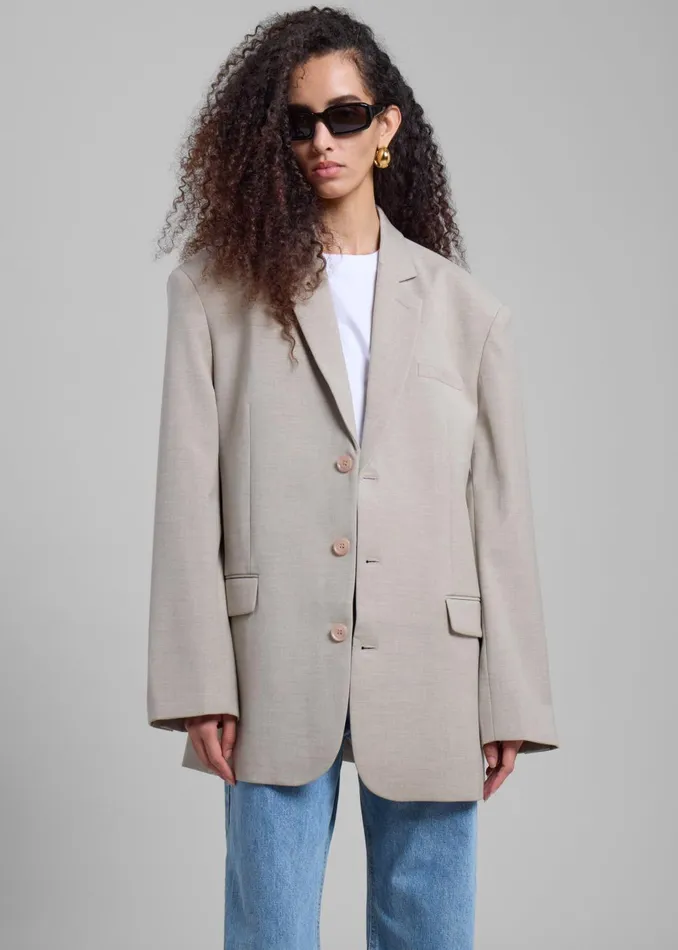 Women Gelso Oversized Blazer 8211 Light Taupe Melange The Frankie Shop Outerwear