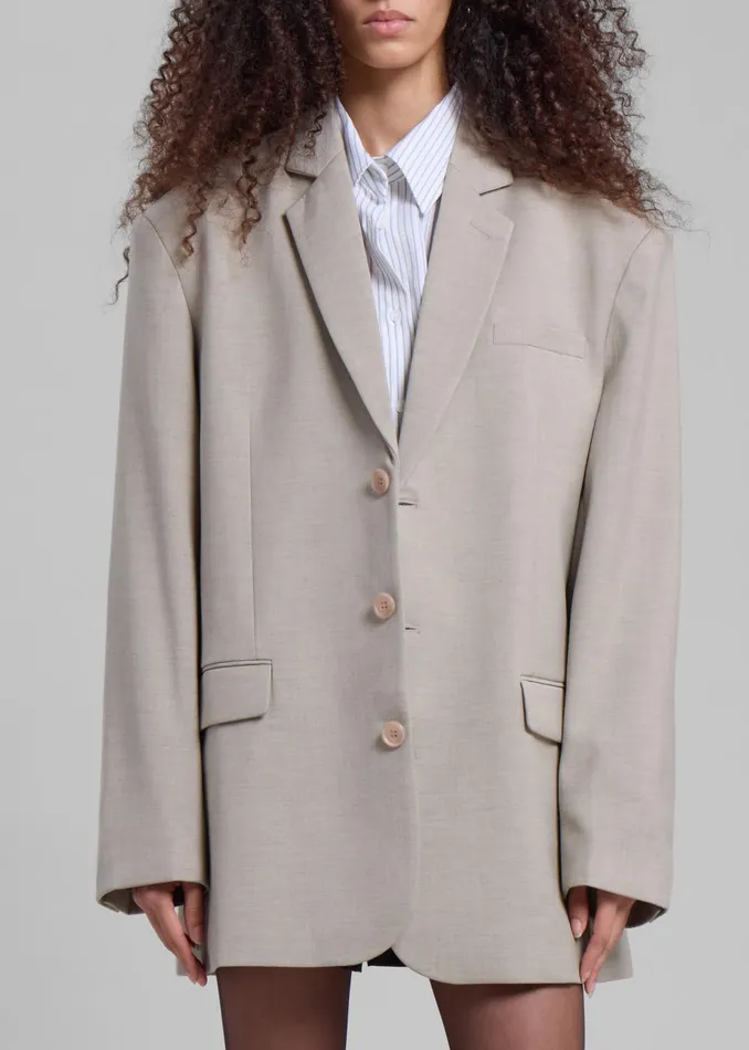Women Gelso Oversized Blazer 8211 Light Taupe Melange The Frankie Shop Outerwear