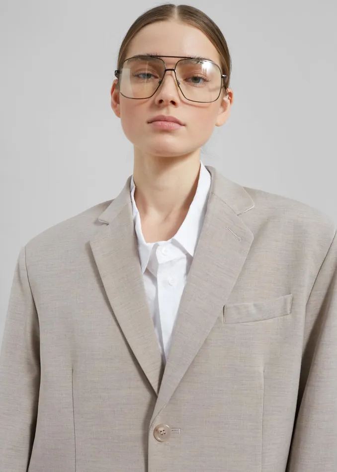 Women Gelso Oversized Blazer 8211 Light Taupe Melange The Frankie Shop Outerwear