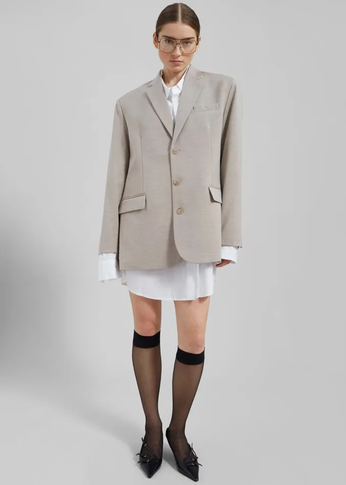 Women Gelso Oversized Blazer 8211 Light Taupe Melange The Frankie Shop Outerwear