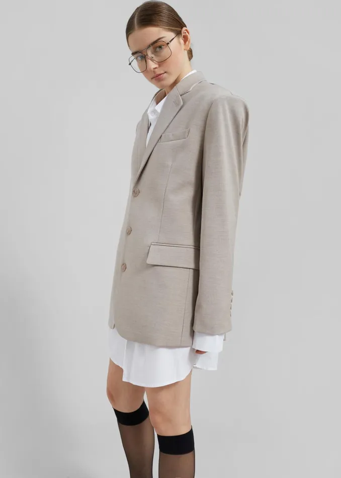 Women Gelso Oversized Blazer 8211 Light Taupe Melange The Frankie Shop Outerwear