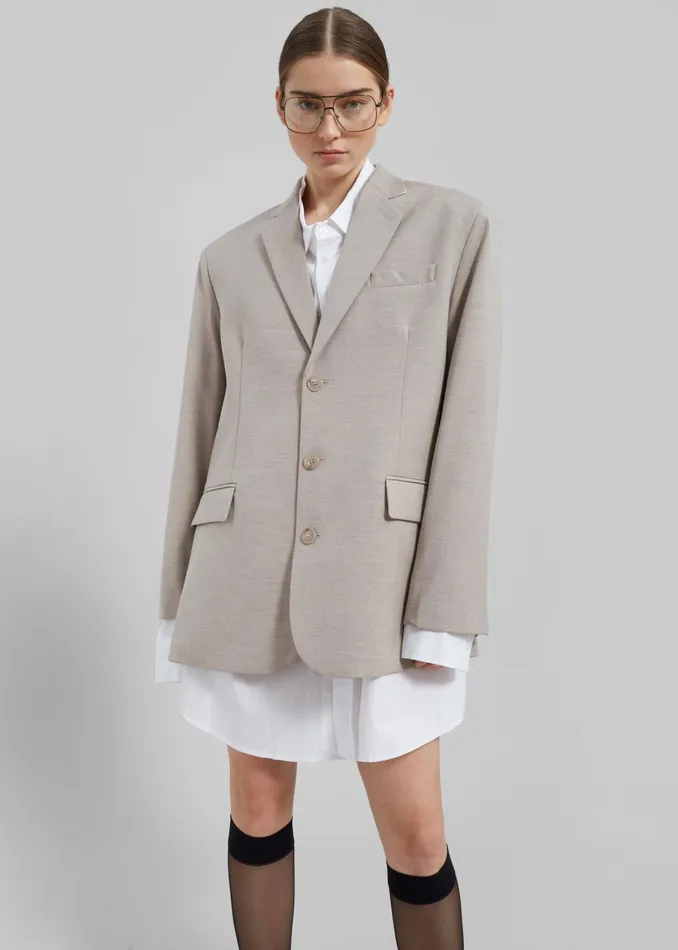 Women Gelso Oversized Blazer 8211 Light Taupe Melange The Frankie Shop Outerwear