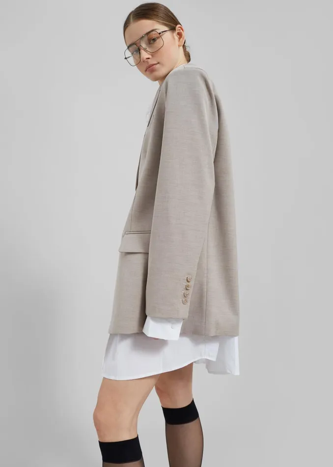 Women Gelso Oversized Blazer 8211 Light Taupe Melange The Frankie Shop Outerwear
