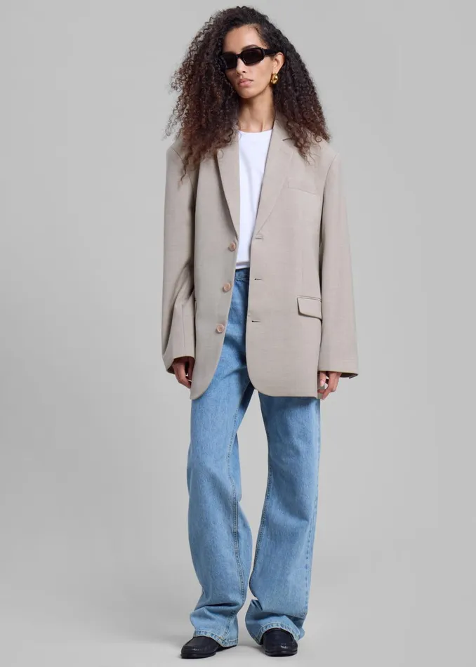 Women Gelso Oversized Blazer 8211 Light Taupe Melange The Frankie Shop Outerwear