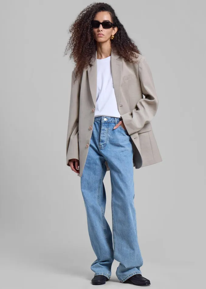 Women Gelso Oversized Blazer 8211 Light Taupe Melange The Frankie Shop Outerwear