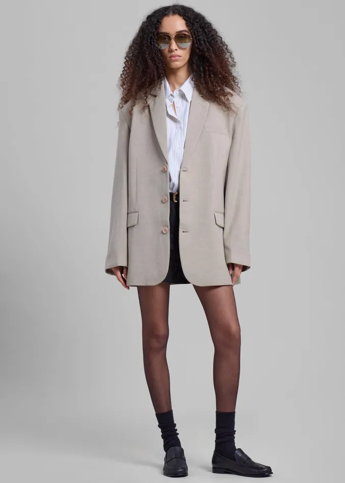 Women Gelso Oversized Blazer 8211 Light Taupe Melange The Frankie Shop Outerwear