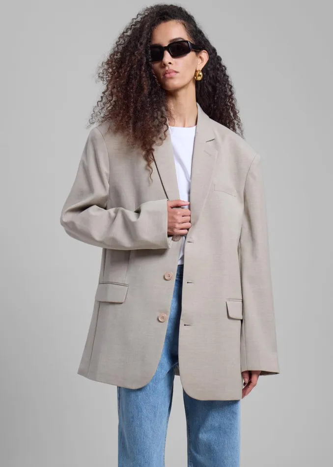 Women Gelso Oversized Blazer 8211 Light Taupe Melange The Frankie Shop Outerwear