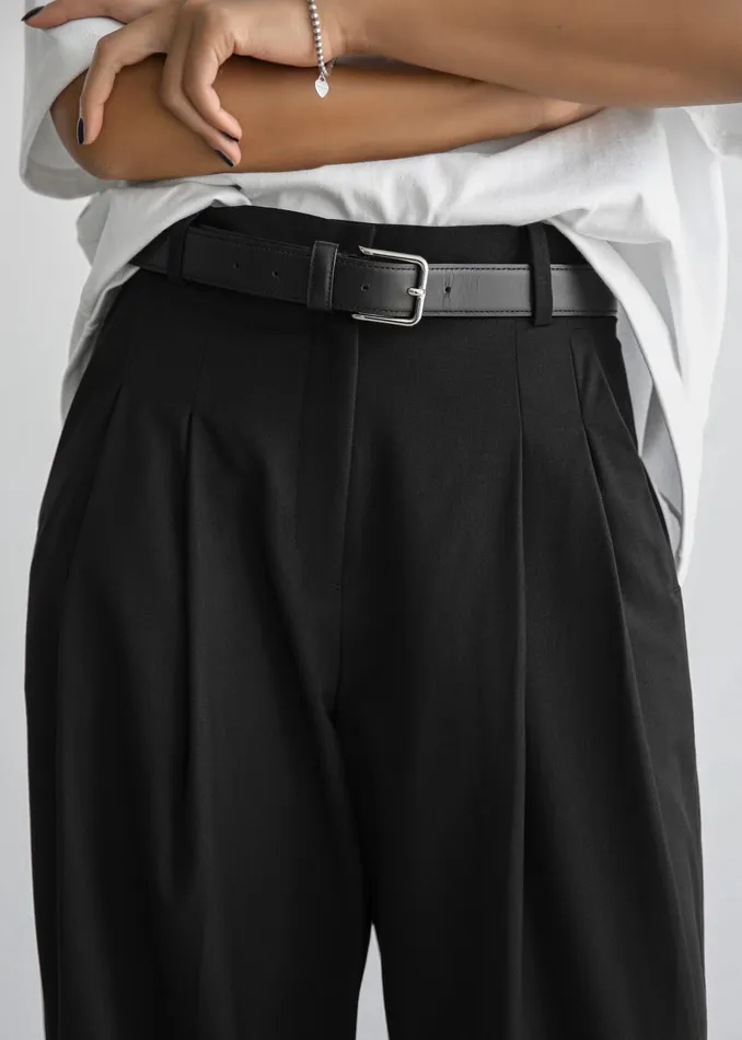 Women Gelso Pleated Trousers 8211 Black The Frankie Shop Bottoms
