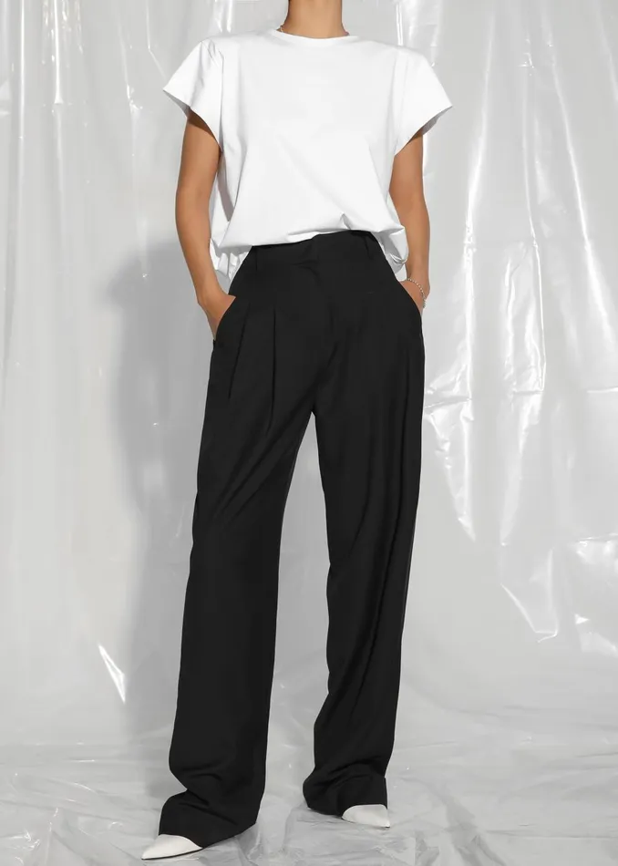 Women Gelso Pleated Trousers 8211 Black The Frankie Shop Bottoms