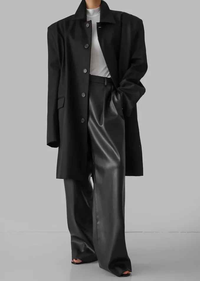 Women Ghent Padded Shoulder Trench 8211 Black The Frankie Shop Outerwear