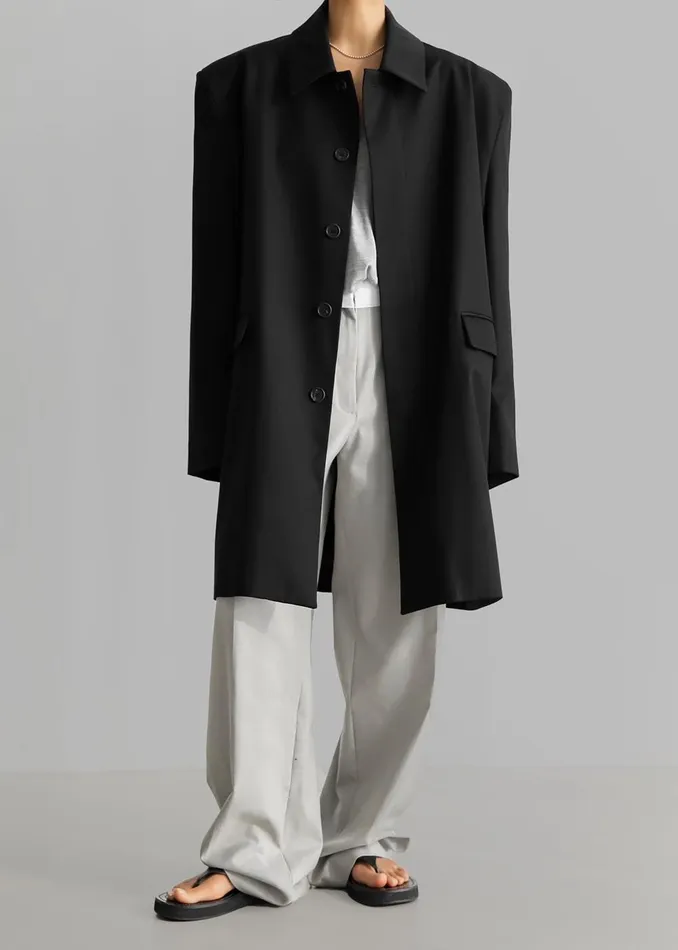 Women Ghent Padded Shoulder Trench 8211 Black The Frankie Shop Outerwear