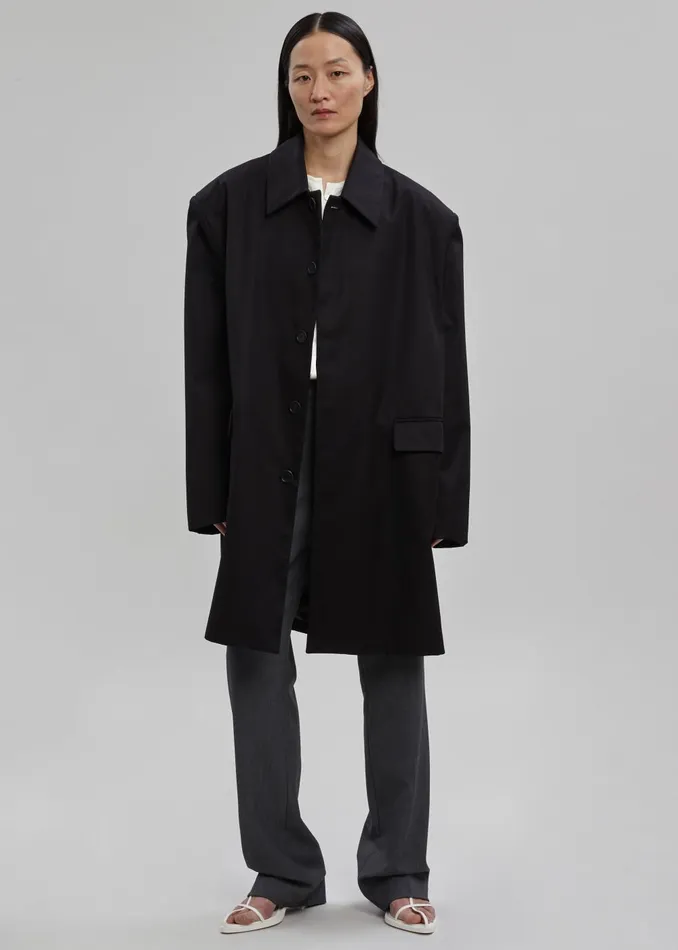 Women Ghent Padded Shoulder Trench 8211 Black The Frankie Shop Outerwear