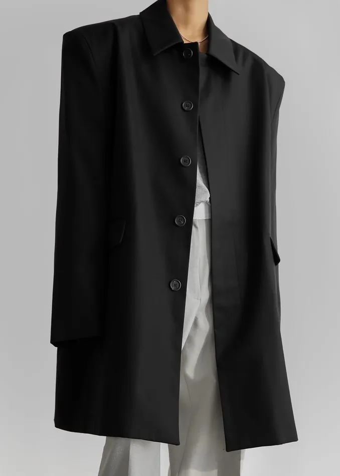 Women Ghent Padded Shoulder Trench 8211 Black The Frankie Shop Outerwear