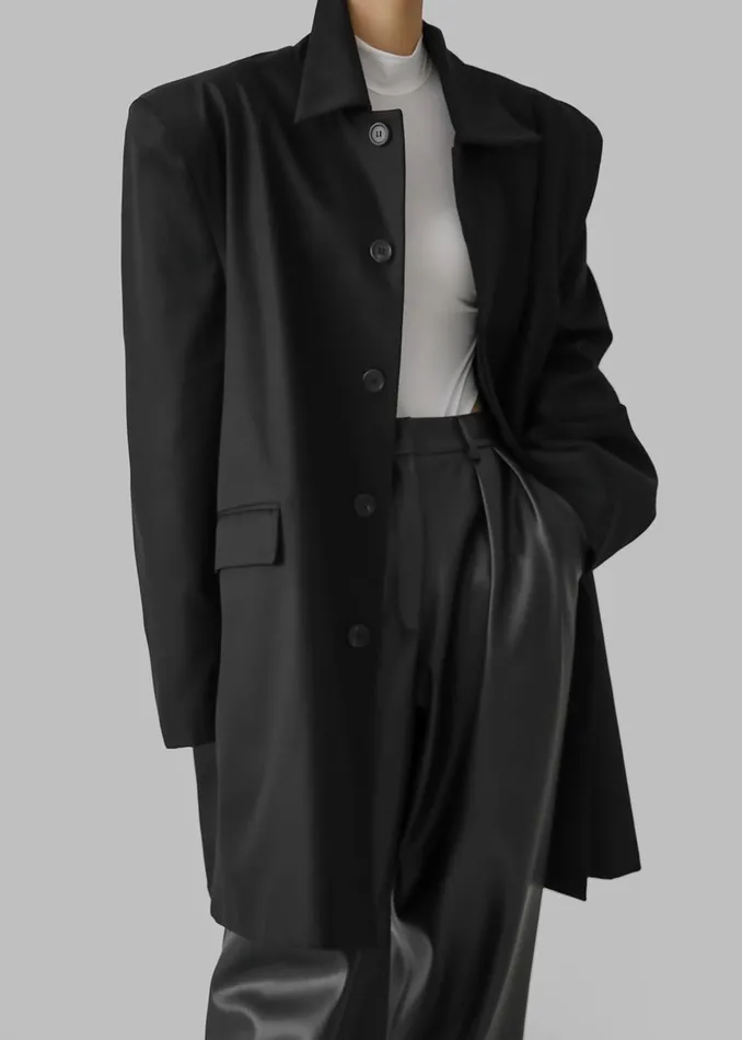 Women Ghent Padded Shoulder Trench 8211 Black The Frankie Shop Outerwear