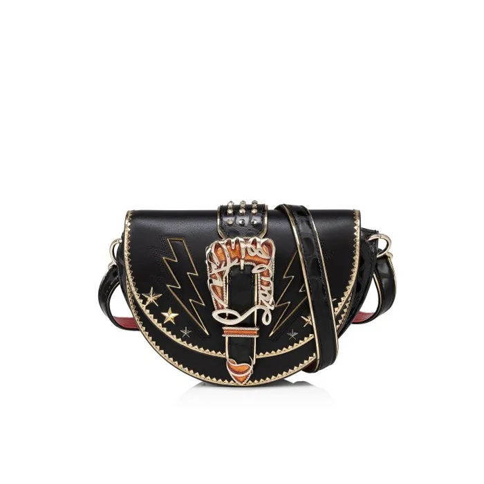Women Giddy Crossbody Bag 8211 Nappa Leather And Alligator Embossed Calf Leather 8211 Black Christian Louboutin Shoulder Bags Women Giddy Crossbody Bag 8211 Nappa Leather And Alligator Embossed Calf Leather 8211 Black Christian Louboutin Shoulder Bags