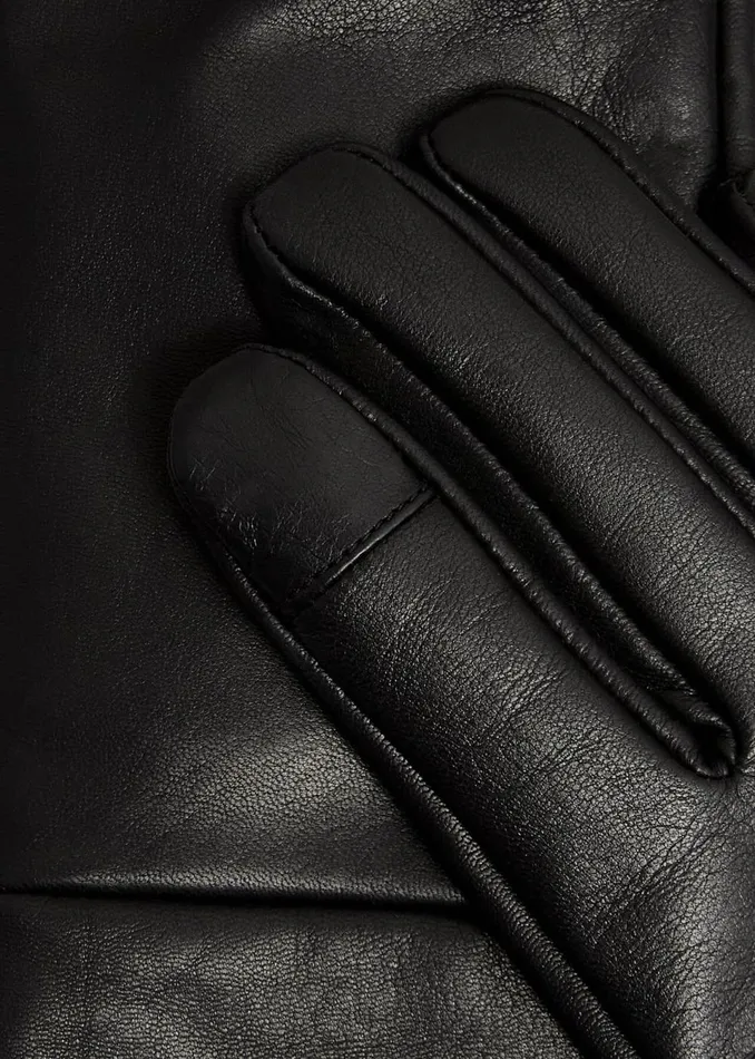 Women Gloves Hobbs Meghan Leather Long Gloves Black