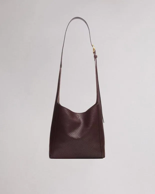 Women Handbags Rag and Bone Belize Small Leather Shopper Dark Espresso Basketweave