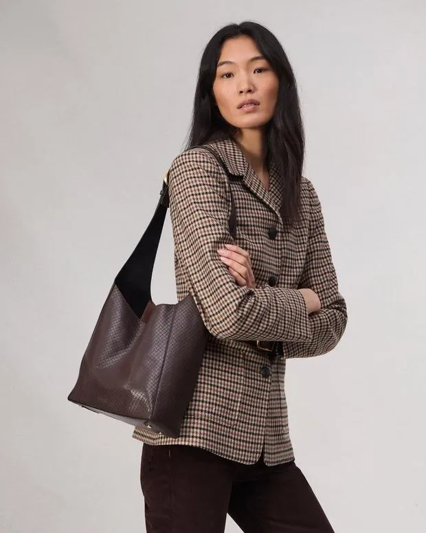 Women Handbags Rag and Bone Belize Small Leather Shopper Dark Espresso Basketweave