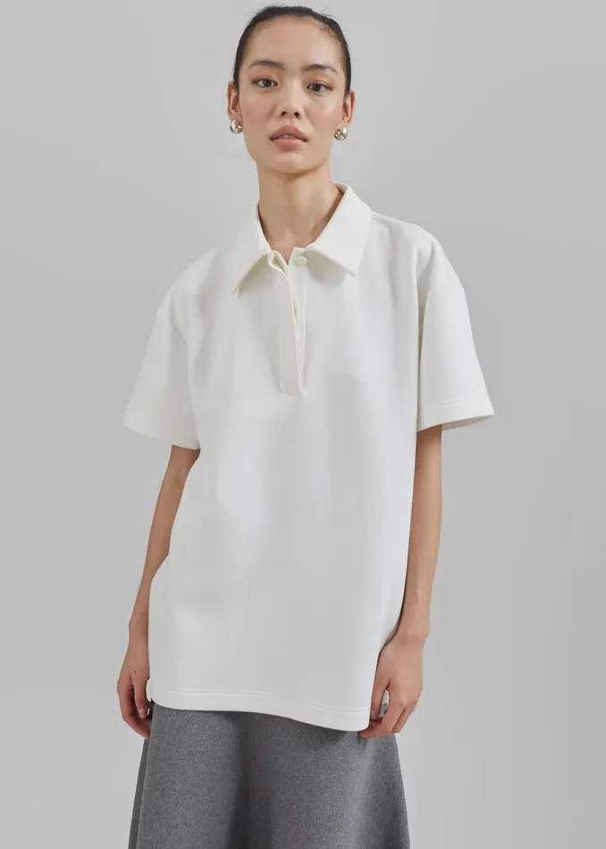 Women Harper Polo Shirt 8211 White The Frankie Shop Tops