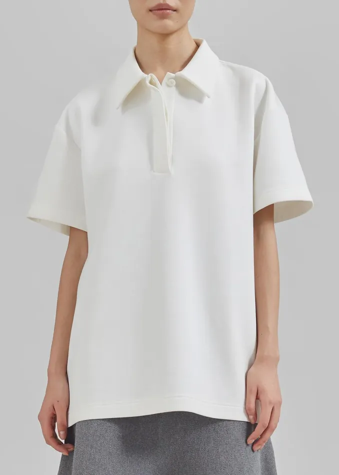 Women Harper Polo Shirt 8211 White The Frankie Shop Tops