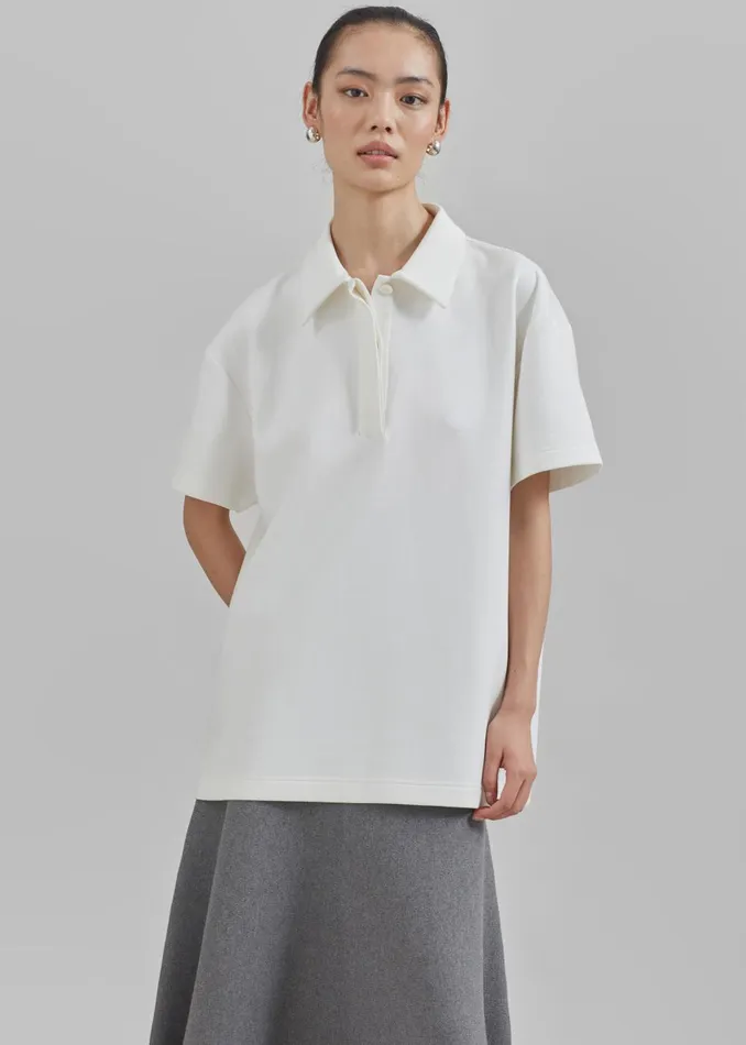 Women Harper Polo Shirt 8211 White The Frankie Shop Tops