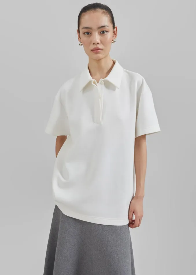Women Harper Polo Shirt 8211 White The Frankie Shop Tops
