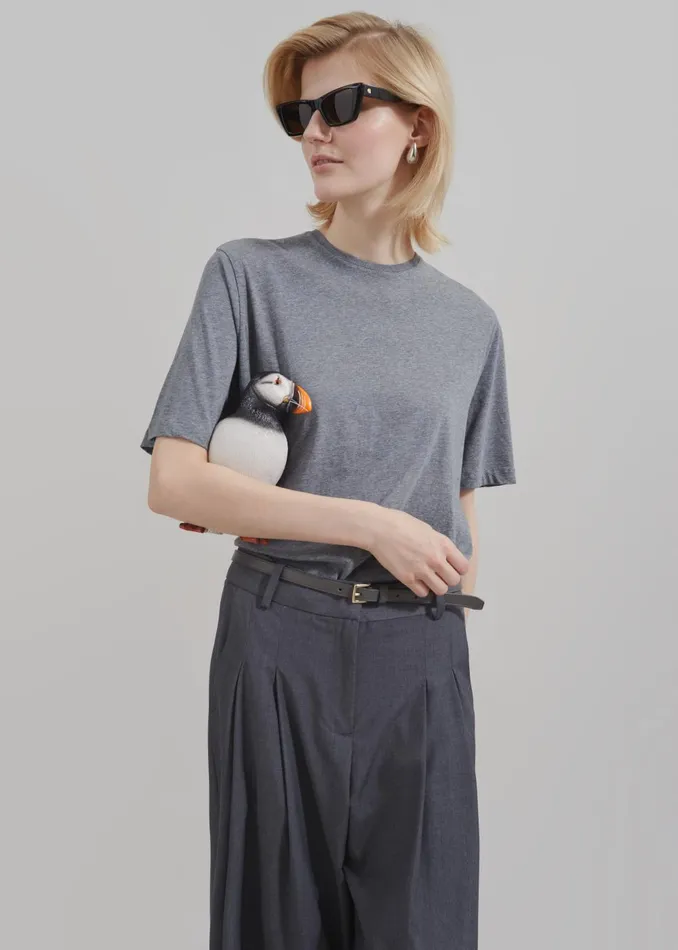 Women Harper Soft Organic TShirt 8211 Dark Grey Melange The Frankie Shop Tops