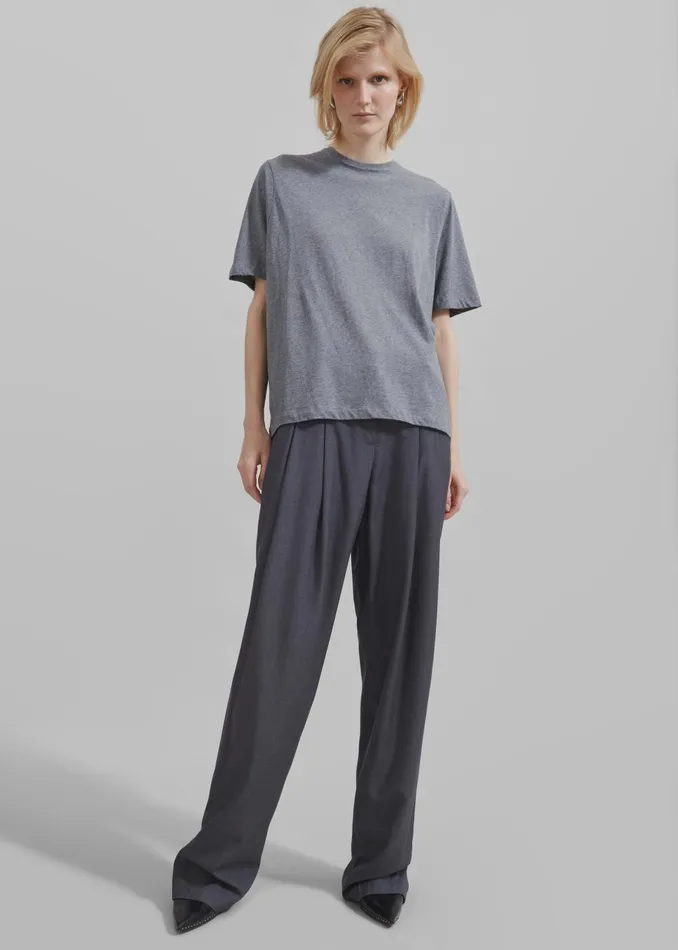 Women Harper Soft Organic TShirt 8211 Dark Grey Melange The Frankie Shop Tops